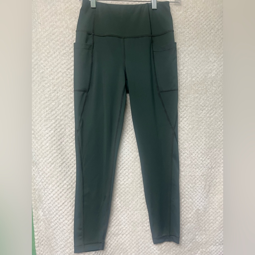Womens Lole Dark Green Leggings with Pockets Activewear Workout Athletic Small
